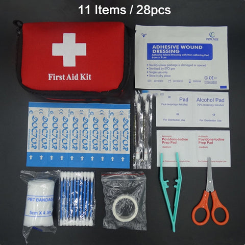 11 Items/28pcs Outdoor Camping Emergency Medical Bag