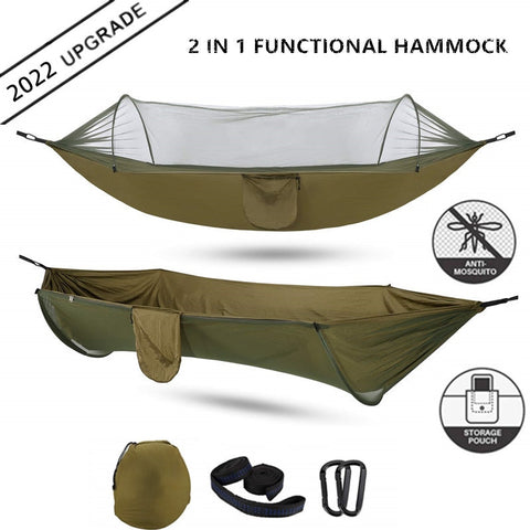2022 Camping Hammock with Mosquito Net Pop-Up Light